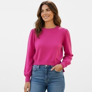 Francesca's Women's Pink Long Sleeve Bow Tie Back Women's sweater